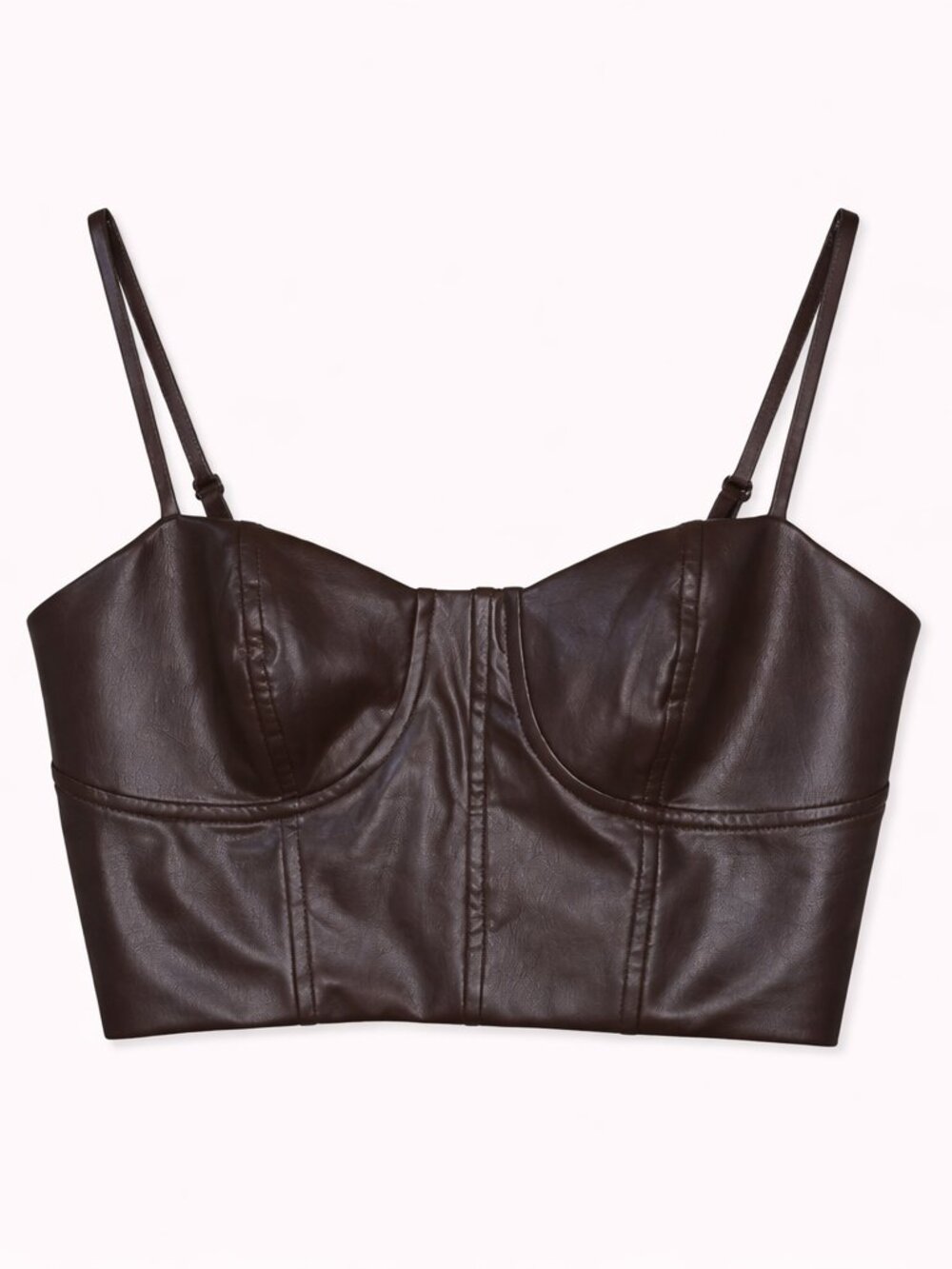 Express Brown Faux Leather Crop Top, Size XS